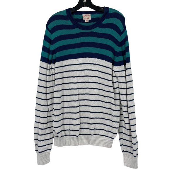 Brooks Brothers Other - Brooks Brothers Mens Sweater green Blue cotton Striped Long Sleeve size large